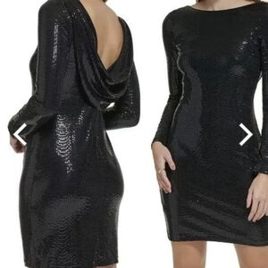 Calvin Klein Black Cowl Neck Bodycon Mini Dress Size 6 NWT